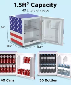 Husky 1.5 Cu. ft. 40-Can American Flag Freestanding Countertop Mini Fridge with Reversible Door without Freezer (USA Flag) 10 Husky 1.5 Cu. ft. 40-Can American Flag Freestanding Countertop Mini Fridge with Reversible Door without Freezer (USA Flag) -FixPro Store american flag husky beverage wine combos osfs025 amr 1f 1000