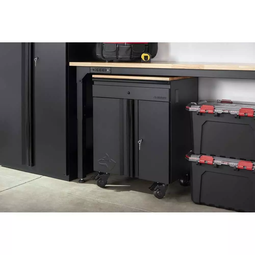 Husky Ready-to-Assemble 24-Gauge Steel 1-Drawer 2-Door Garage Base Cabinet in Black (28 in. W x 33 in. H x 18 in. D 16 Husky Ready-to-Assemble 24-Gauge Steel 1-Drawer 2-Door Garage Base Cabinet in Black (28 in. W x 33 in. H x 18 in. D - Image 14