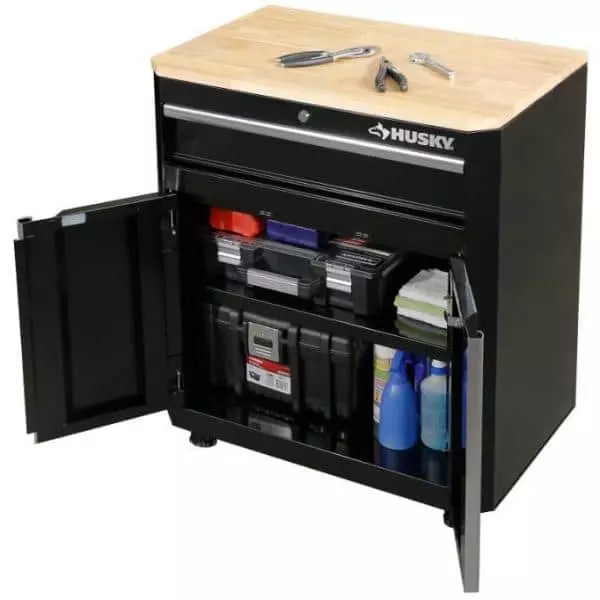 Husky Ready-to-Assemble 24-Gauge Steel 1-Drawer 2-Door Garage Base Cabinet in Black (28 in. W x 33 in. H x 18 in. D 8 Husky Ready-to-Assemble 24-Gauge Steel 1-Drawer 2-Door Garage Base Cabinet in Black (28 in. W x 33 in. H x 18 in. D - Image 6