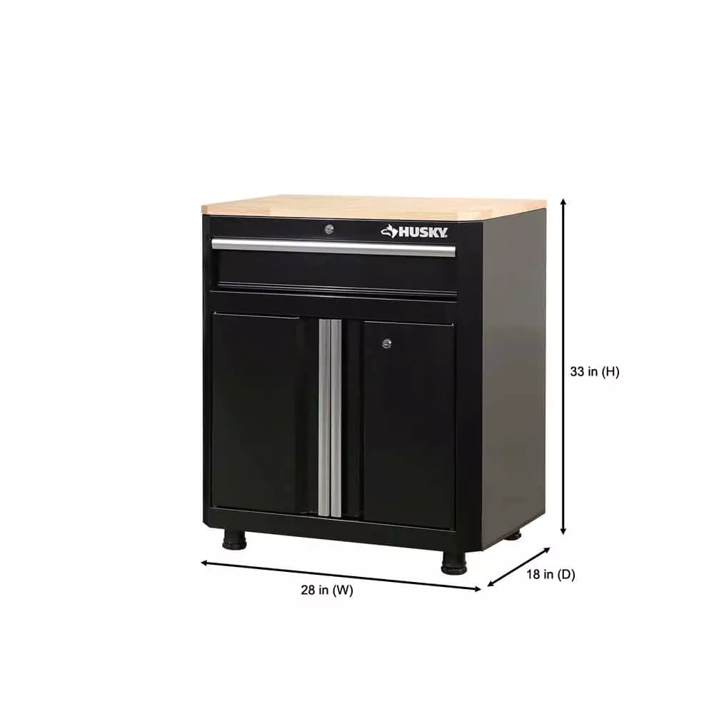 Husky Ready-to-Assemble 24-Gauge Steel 1-Drawer 2-Door Garage Base Cabinet in Black (28 in. W x 33 in. H x 18 in. D 6 Husky Ready-to-Assemble 24-Gauge Steel 1-Drawer 2-Door Garage Base Cabinet in Black (28 in. W x 33 in. H x 18 in. D - Image 4