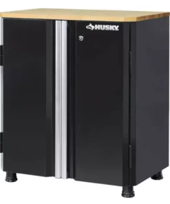 Husky Ready-to-Assemble 24-Gauge Steel 2-Door Garage Base Cabinet in Black (28 in. W x 32 in. H x 18 in. D)
