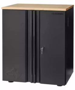 Husky Heavy Duty Welded 20-GaugeĀ Steel 2-Door Garage Base Cabinet in Black (28 in. W xĀ 32 in. H x 21.5 in. D)