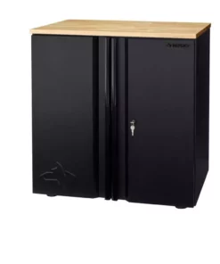 Husky Extra Wide Heavy Duty Welded 20-GaugeĀ Steel 2-Door Garage Base Cabinet in Black (32 in. W x 33 in. H x 21.5 in. D)