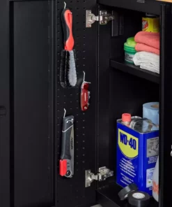 Husky Extra Wide Heavy Duty Welded 20-Gauge Steel 2-Door Garage Base Cabinet in Black (32 in. W x 33 in. H x 21.5 in. D) -FixPro Store black husky free standing cabinets htc1000001 ex c3 1000