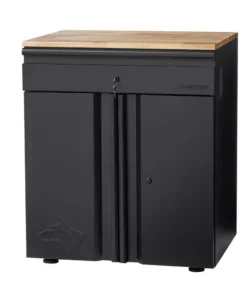 Husky Heavy Duty Welded 20-GaugeĀ Steel 1-Drawer 2-Door Garage Base Cabinet in Black (28 in. W xĀ 32 in. H x 21.5 in. D)