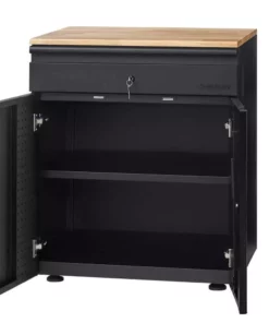 Husky Heavy Duty Welded 20-Gauge Steel 1-Drawer 2-Door Garage Base Cabinet in Black (28 in. W x 32 in. H x 21.5 in. D) 17 Husky Heavy Duty Welded 20-Gauge Steel 1-Drawer 2-Door Garage Base Cabinet in Black (28 in. W x 32 in. H x 21.5 in. D) -FixPro Store black husky free standing cabinets htc1000009 66 1000