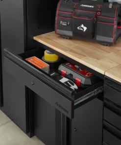 Husky Heavy Duty Welded 20-Gauge Steel 1-Drawer 2-Door Garage Base Cabinet in Black (28 in. W x 32 in. H x 21.5 in. D) 15 Husky Heavy Duty Welded 20-Gauge Steel 1-Drawer 2-Door Garage Base Cabinet in Black (28 in. W x 32 in. H x 21.5 in. D) -FixPro Store black husky free standing cabinets htc1000009 a0 1000