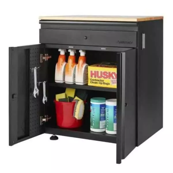 Husky Heavy Duty Welded 20-Gauge Steel 1-Drawer 2-Door Garage Base Cabinet in Black (28 in. W x 32 in. H x 21.5 in. D) 10 Husky Heavy Duty Welded 20-Gauge Steel 1-Drawer 2-Door Garage Base Cabinet in Black (28 in. W x 32 in. H x 21.5 in. D) - Image 8