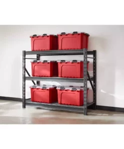 Husky 3-Tier Heavy Duty Industrial Welded Steel Garage Storage Shelving Unit in Black (65 in. W x 54 in. H x 24 in. D) -FixPro Store black husky freestanding shelving units hbr652454w3 66 1000