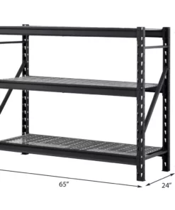 Husky 3-Tier Heavy Duty Industrial Welded Steel Garage Storage Shelving Unit in Black (65 in. W x 54 in. H x 24 in. D) -FixPro Store black husky freestanding shelving units hbr652454w3 a0 1000