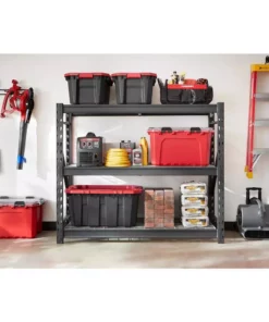 Husky 3-Tier Heavy Duty Industrial Welded Steel Garage Storage Shelving Unit in Black (65 in. W x 54 in. H x 24 in. D) -FixPro Store black husky freestanding shelving units hbr652454w3 e1 1000