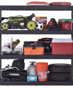 Husky 4-Tier Industrial Duty Steel Freestanding Garage Storage Shelving Unit in Black (77 in. W x 78 in. H x 24 in. D) -FixPro Store black husky freestanding shelving units n2w772478w4b a0 1000