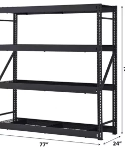 Husky 4-Tier Industrial Duty Steel Freestanding Garage Storage Shelving Unit in Black (77 in. W x 78 in. H x 24 in. D) -FixPro Store black husky freestanding shelving units n2w772478w4b c3 1000
