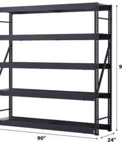 Husky 5-Tier Industrial Duty Steel Freestanding Garage Storage Shelving Unit in Black (90 in. W x 90 in. H x 24 in. D) 23 Husky 5-Tier Industrial Duty Steel Freestanding Garage Storage Shelving Unit in Black (90 in. W x 90 in. H x 24 in. D) -FixPro Store black husky freestanding shelving units n2w902490w5b c3 1000