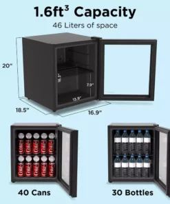 Husky 1.5 Cu. ft. Glass Door Freestanding Countertop Beverage Refrigerator with Reversible Door without Freezer (Black) 16 Husky 1.5 Cu. ft. Glass Door Freestanding Countertop Beverage Refrigerator with Reversible Door without Freezer (Black) -FixPro Store black husky mini fridges osfg011 bm 44 1000