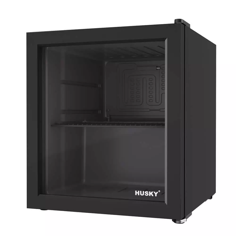 Husky 1.5 Cu. ft. Glass Door Freestanding Countertop Beverage Refrigerator with Reversible Door without Freezer (Black) 3 Husky 1.5 Cu. ft. Glass Door Freestanding Countertop Beverage Refrigerator with Reversible Door without Freezer (Black)