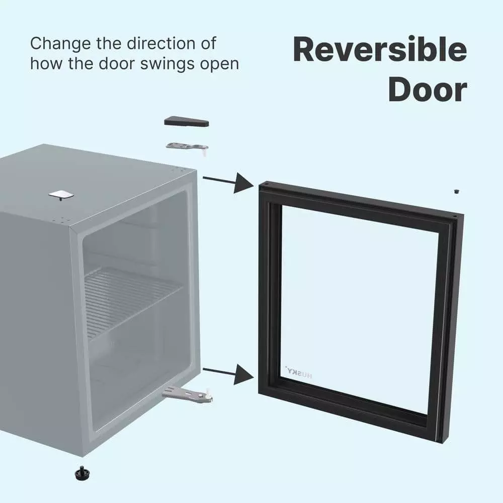 Husky 1.5 Cu. ft. Glass Door Freestanding Countertop Beverage Refrigerator with Reversible Door without Freezer (Black) 10 Husky 1.5 Cu. ft. Glass Door Freestanding Countertop Beverage Refrigerator with Reversible Door without Freezer (Black) - Image 8