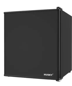 Husky 1.5 Cu. ft. 40-Can Solid Door Freestanding Countertop Quiet Mini Fridge with Reversible Door without Freezer (Black)