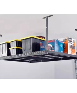 Husky Adjustable Height Overhead Ceiling Mount Garage Rack in Black (42 in. H x 96 in. W x 32 in. D) -FixPro Store black husky overhead garage storage acr3296b p 40 1000