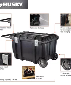 Husky 37 in. Rolling Tool Box Utility Cart Black -FixPro Store black husky portable tool boxes 209261 1d 1000