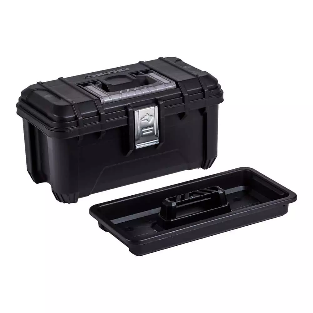 Husky 16 in. Black Plastic Portable Tool Box with Metal Latches 8 Husky 16 in. Black Plastic Portable Tool Box with Metal Latches - Image 6