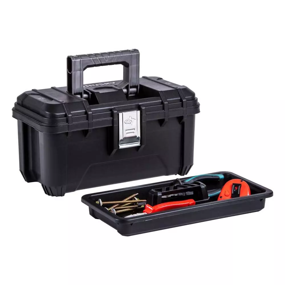 Husky 16 in. Black Plastic Portable Tool Box with Metal Latches 9 Husky 16 in. Black Plastic Portable Tool Box with Metal Latches - Image 7