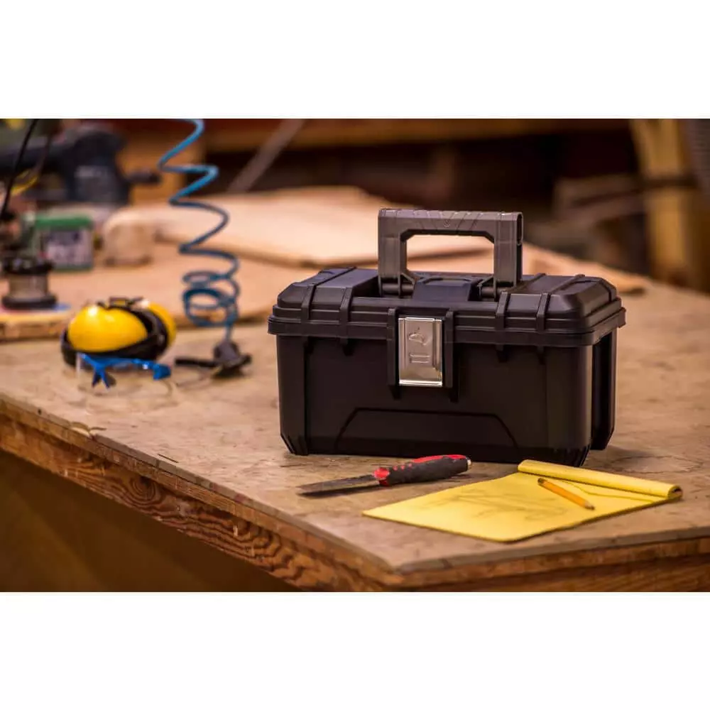 Husky 16 in. Black Plastic Portable Tool Box with Metal Latches 6 Husky 16 in. Black Plastic Portable Tool Box with Metal Latches - Image 4