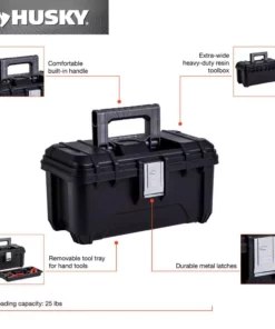 Husky 16 in. Black Plastic Portable Tool Box with Metal Latches 12 Husky 16 in. Black Plastic Portable Tool Box with Metal Latches -FixPro Store black husky portable tool boxes 235574 e1 1000