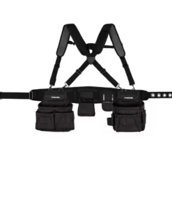 Husky 2-Bag 18 -Pocket Black Framer's Suspension Rig Work Tool Belt with Suspenders -FixPro Store black husky tool belts hd00116 th fa 1000