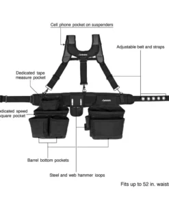 Husky 16-Pocket Black Carpenter's Tool Belt with Suspenders 13 Husky 16-Pocket Black Carpenter's Tool Belt with Suspenders -FixPro Store black husky tool belts hd00144 40 1000