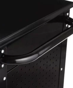 Husky 33 in 4-Drawer Mechanics Cart with Extended Side Table and Bottle Tray -FixPro Store black husky tool carts xhouc3304b11 77 1000