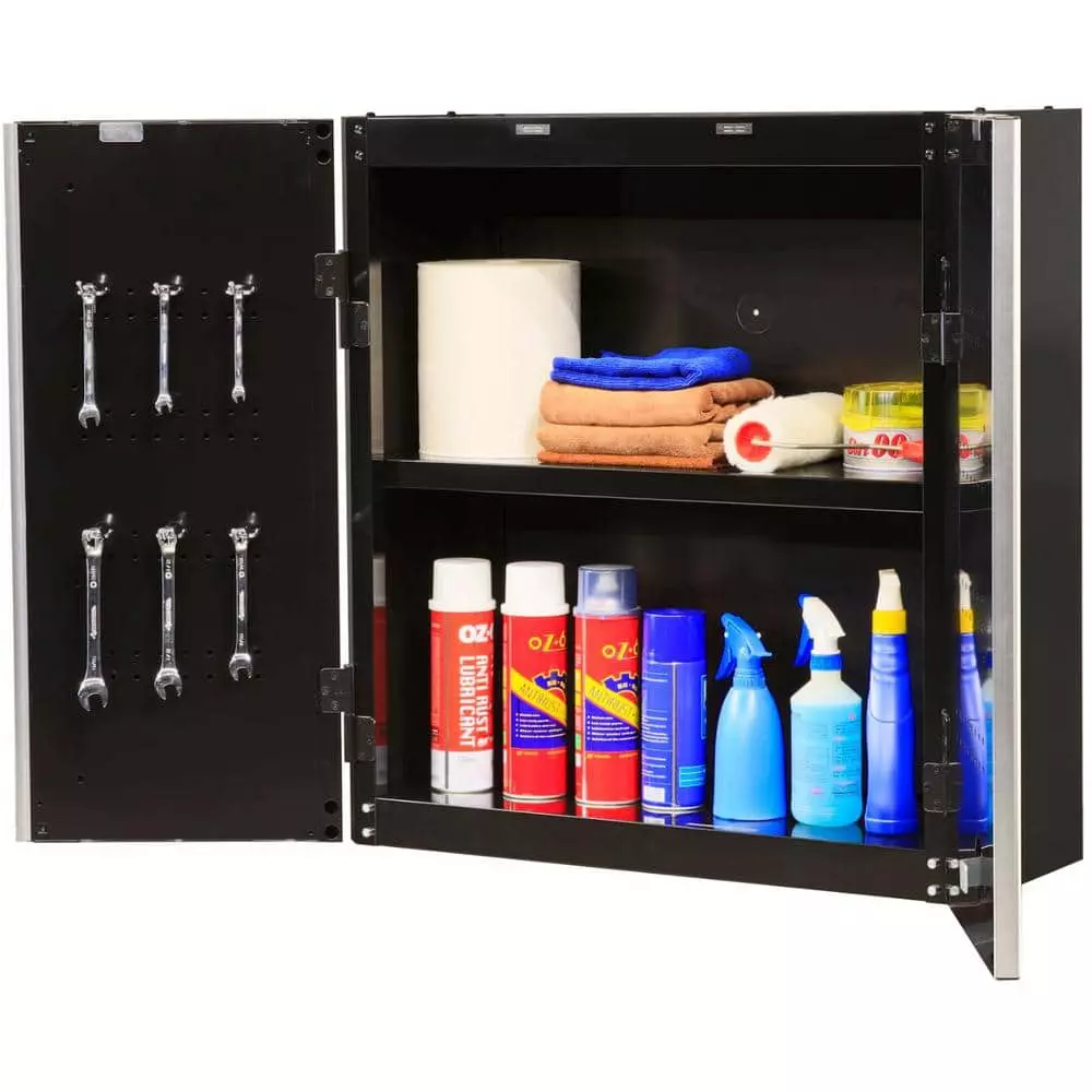 Husky Ready-to-Assemble 24-Gauge Steel Wall Mounted Garage Cabinet in Black (28 in. W x 29 in. H x 12 in. D) 6 Husky Ready-to-Assemble 24-Gauge Steel Wall Mounted Garage Cabinet in Black (28 in. W x 29 in. H x 12 in. D) - Image 4