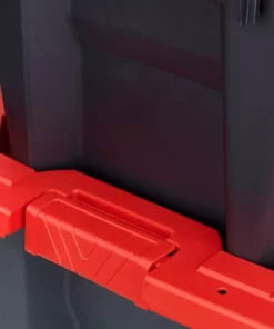 Husky 45 Gal. Latch and Stack Tote with Wheels in Black with Red Lid -FixPro Store black red husky storage bins 206201 66 1000