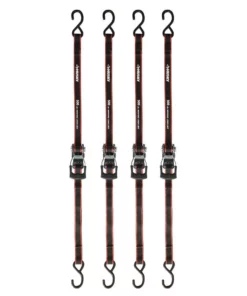 Husky 12 ft. x 1 in. Ratchet Tie Down with S Hook (4-Pack)