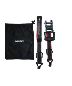 Husky 1-1/4 in. x 16 ft. Bar Ratchet Tie-Down Strap with J Hook and Mash Bag