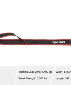 Husky 18 in. x 1-1/4 in. Soft Loop Strap (1-Pack) -FixPro Store blacks husky tie down hardware accessories fh1084t e1 1000