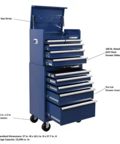 Husky 27 in. 10-Drawer Blue Tool Chest Combo -FixPro Store blue husky tool chest combos h27ch5tr5blu 44 1000