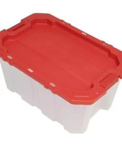 Husky 25 Gal. Latch and Stack Tote in Clear with Red Lid -FixPro Store clear husky storage bins 206234 fa 1000