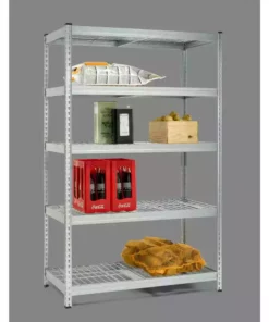 Husky 5-Tier Riveted Steel Garage Storage Shelving Unit in Silver (48 in. W x 78 in. H x 24 in. D) -FixPro Store gavanised husky freestanding shelving units 426007 1d 1000