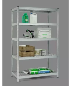 Husky 5-Tier Riveted Steel Garage Storage Shelving Unit in Silver (48 in. W x 78 in. H x 24 in. D) -FixPro Store gavanised husky freestanding shelving units 426007 e1 1000