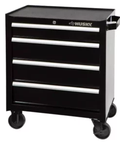 Husky 26.5 in. W x 18 in. D Standard Duty 4-Drawer Rolling Tool Cabinet in Gloss Black