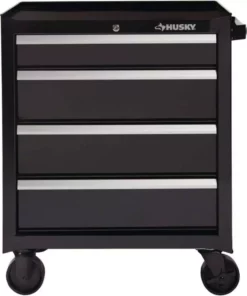 Husky 26.5 in. W x 18 in. D Standard Duty 4-Drawer Rolling Tool Cabinet in Gloss Black -FixPro Store gloss black husky tool cabinets hkst98066bk d4 1000