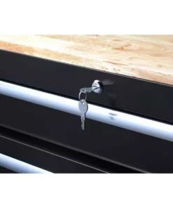 Husky 46 in. W x 24.5 in. D Standard Duty 9-Drawer Mobile Workbench Tool Chest with Solid Wood Top in Gloss Black 25 Husky 46 in. W x 24.5 in. D Standard Duty 9-Drawer Mobile Workbench Tool Chest with Solid Wood Top in Gloss Black -FixPro Store gloss black with silver trim husky mobile workbenches h46mwc9v2 4f 1000