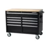 Husky 46 in. W x 24.5 in. D Standard Duty 9-Drawer Mobile Workbench Tool Chest with Solid Wood Top in Gloss Black 1 Husky 46 in. W x 24.5 in. D Standard Duty 9-Drawer Mobile Workbench Tool Chest with Solid Wood Top in Gloss Black -FixPro Store gloss black with silver trim husky mobile workbenches h46mwc9v2 64 1000
