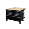 Husky 46 in.W x 51 in. D Standard Duty 9-Drawer Mobile Workbench with Solid Top Full Length Extension Table in Black -FixPro Store gloss black with silver trim husky mobile workbenches hotc4609b15m 64 1000
