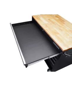 Husky 46 in.W x 51 in. D Standard Duty 9-Drawer Mobile Workbench with Solid Top Full Length Extension Table in Black -FixPro Store gloss black with silver trim husky mobile workbenches hotc4609b15m 76 1000