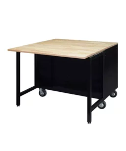 Husky 46 in.W x 51 in. D Standard Duty 9-Drawer Mobile Workbench with Solid Top Full Length Extension Table in Black -FixPro Store gloss black with silver trim husky mobile workbenches hotc4609b15m c3 1000