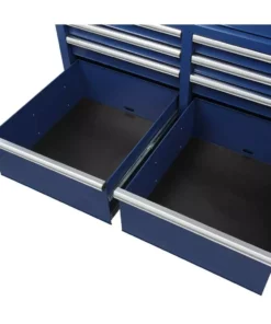 Husky 46 in. W x 24.5 in. D Standard Duty 9-Drawer Mobile Workbench Tool Chest with Solid Wood Top in Gloss Blue -FixPro Store gloss blue with silver trim husky mobile workbenches h46mwc9gbv2 44 1000