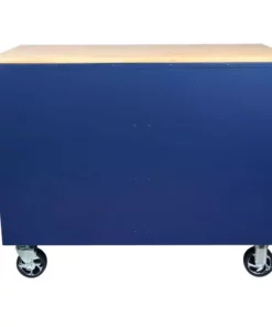 Husky 46 in. W x 24.5 in. D Standard Duty 9-Drawer Mobile Workbench Tool Chest with Solid Wood Top in Gloss Blue -FixPro Store gloss blue with silver trim husky mobile workbenches h46mwc9gbv2 77 1000