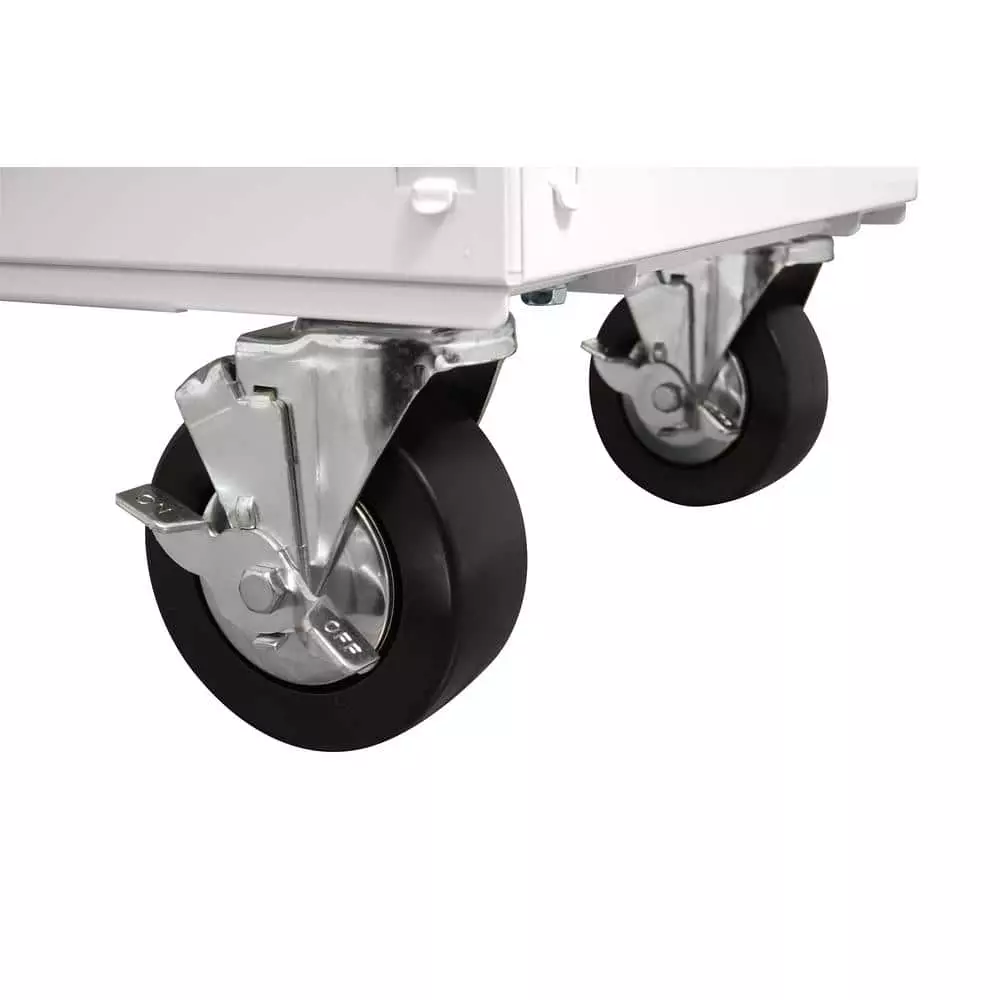 Husky 36 in. 3-Drawer with Solid Wood Top in Gloss White Utility Cart 5 Husky 36 in. 3-Drawer with Solid Wood Top in Gloss White Utility Cart - Image 3